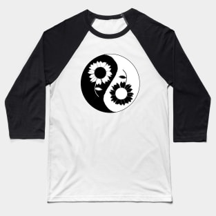 Yin and Yang - Flowers Baseball T-Shirt